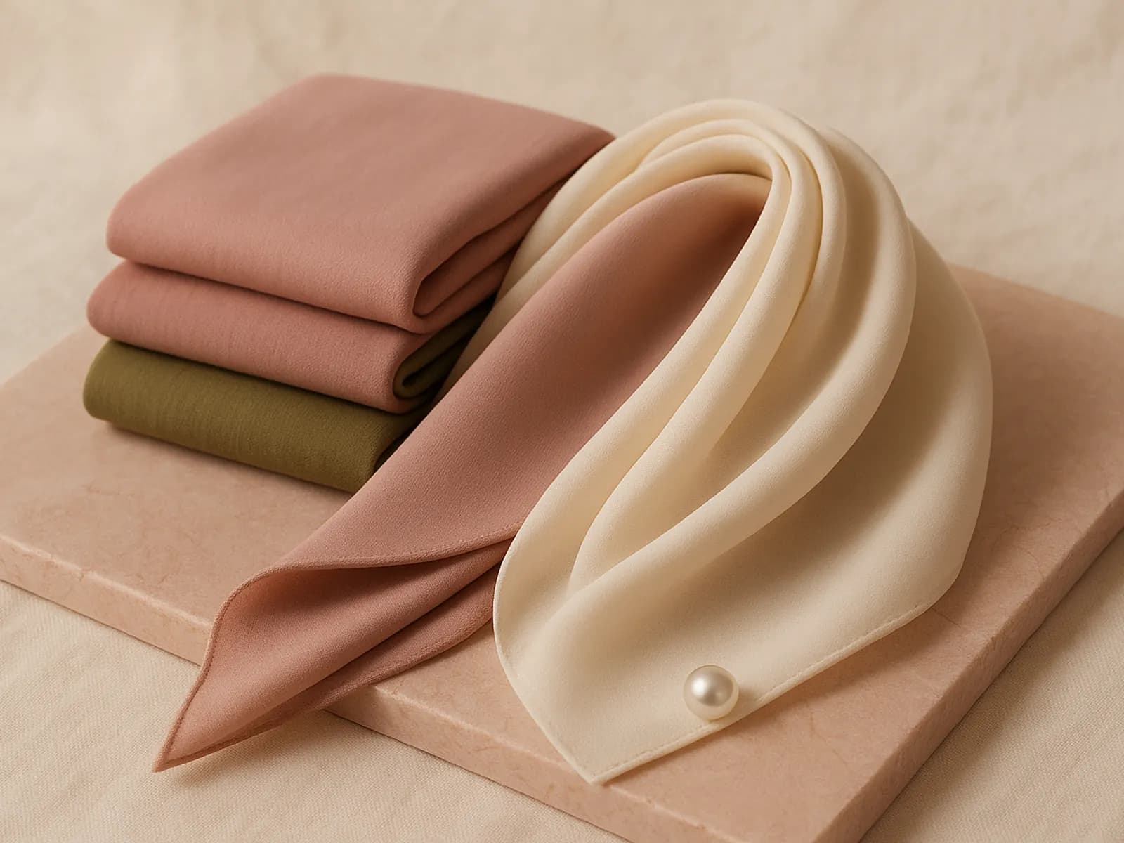 Selfie berhijab dengan preview model Pashmina Layered dan Segi Empat Volume dari Kira