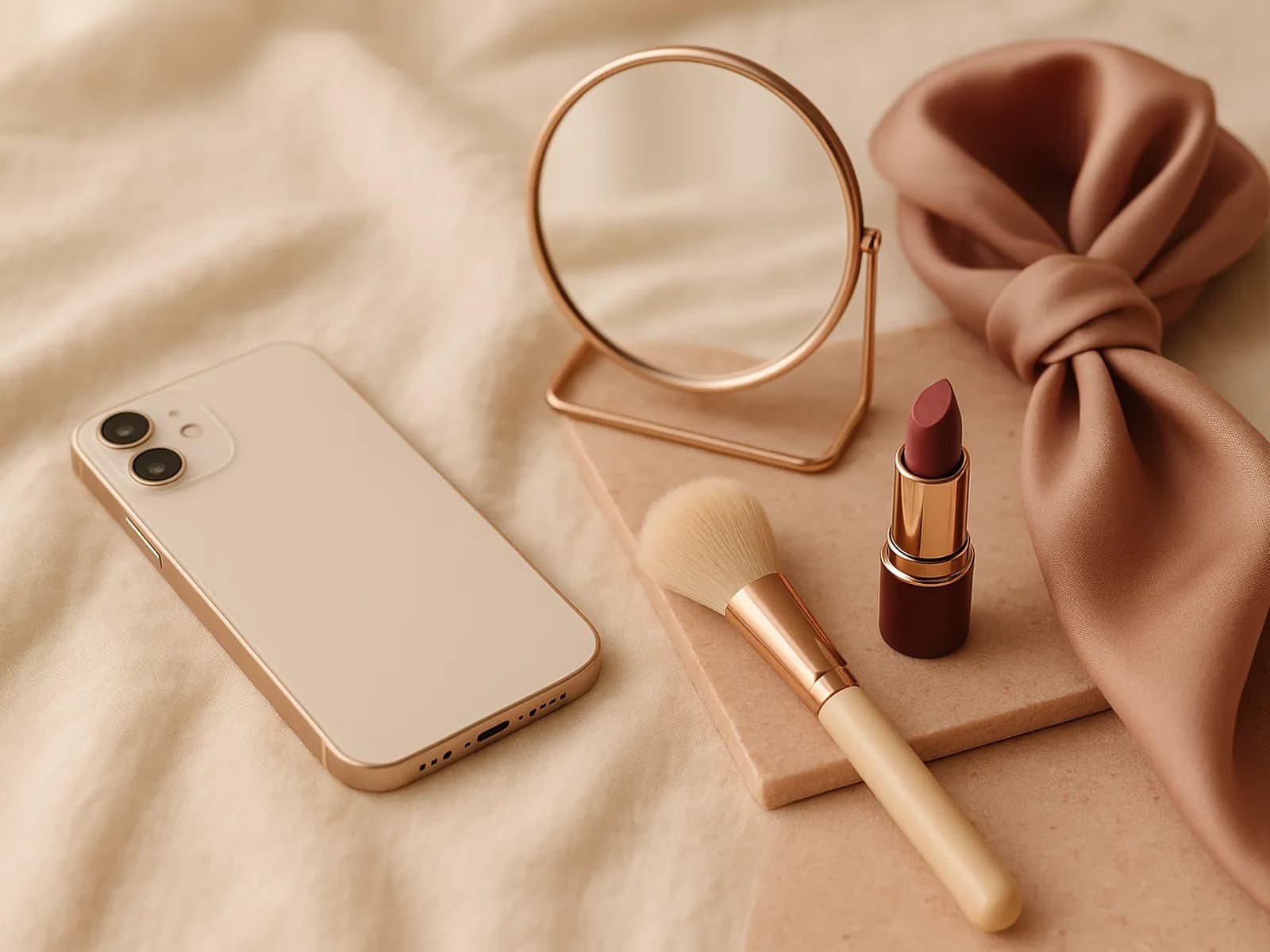 Selfie berhijab dengan preview gaya makeup Soft Glam dan Bridal Flawless dari Kira