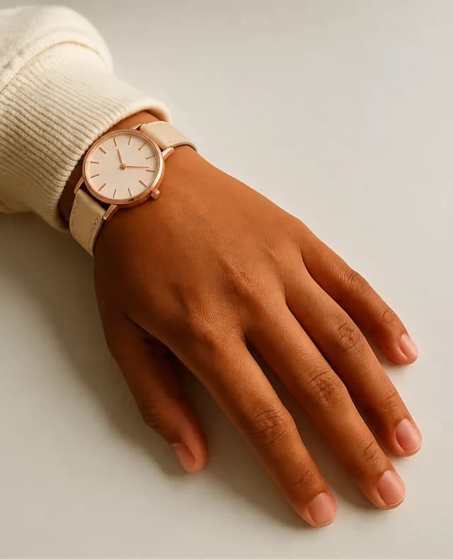 Preview jam tangan: Rose Gold + Cream Strap